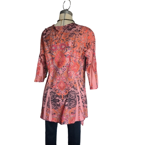 One World Boho Maternity Ethnic print 3/4 sleeves Blouse Size L - Picture 8 of 16